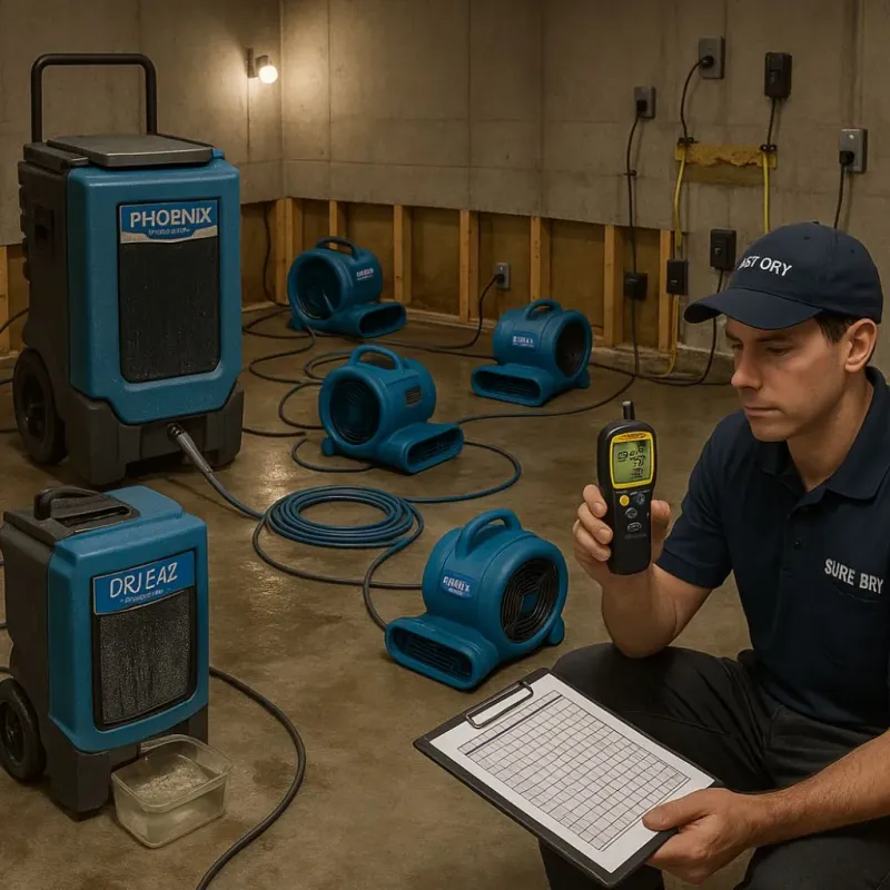 Structural Drying and Dehumidification process in North Hills, NY